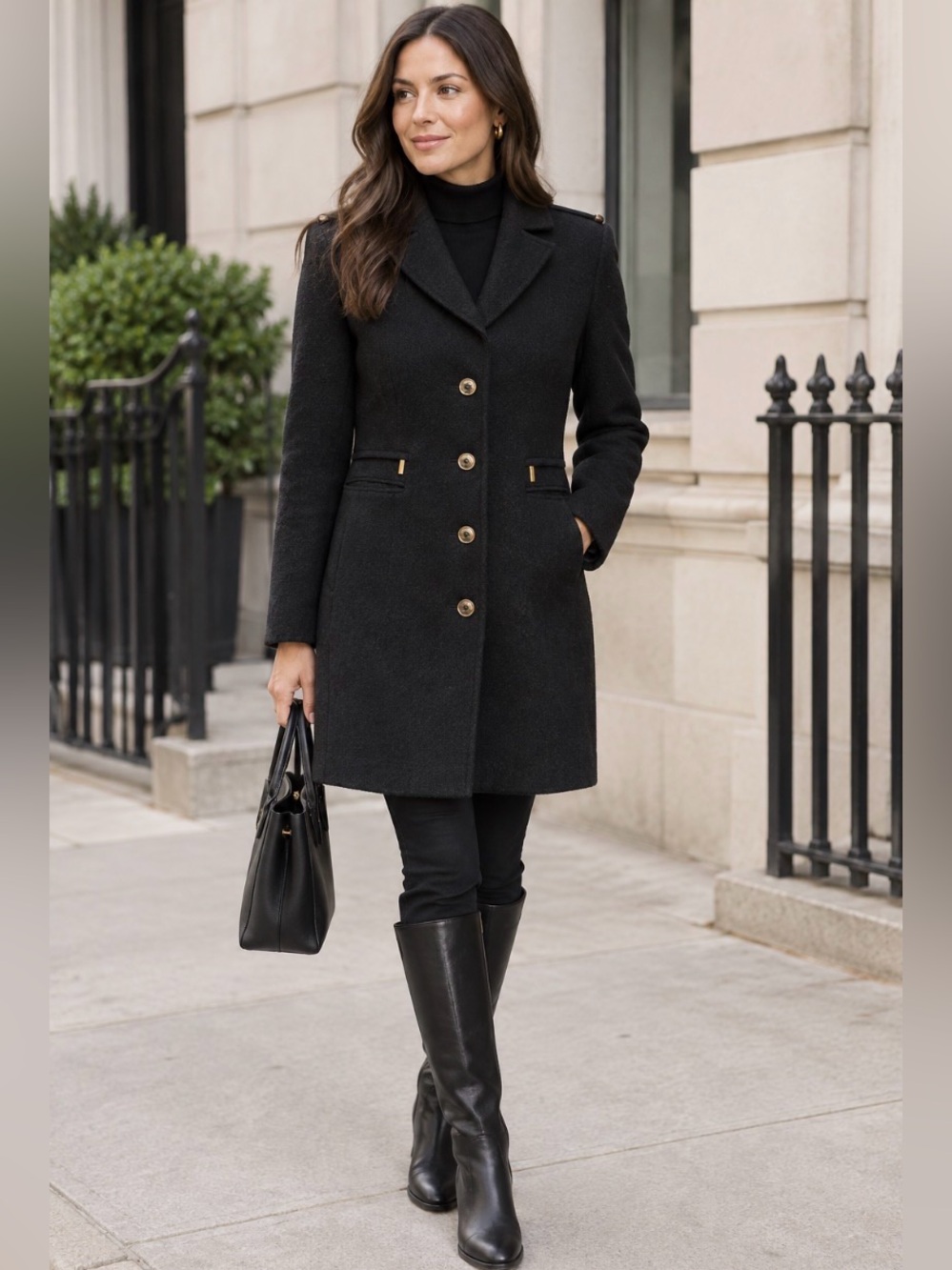 MICHAEL Michael Kors Charcoal Gray Wool-Blend Peacoat – Size M